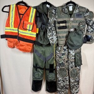 Kids Costume Lot Melissa & Doug Construction Vest Air Force Pilot Military Camo